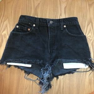 Levi’s High-Waisted Black Denim Shorts